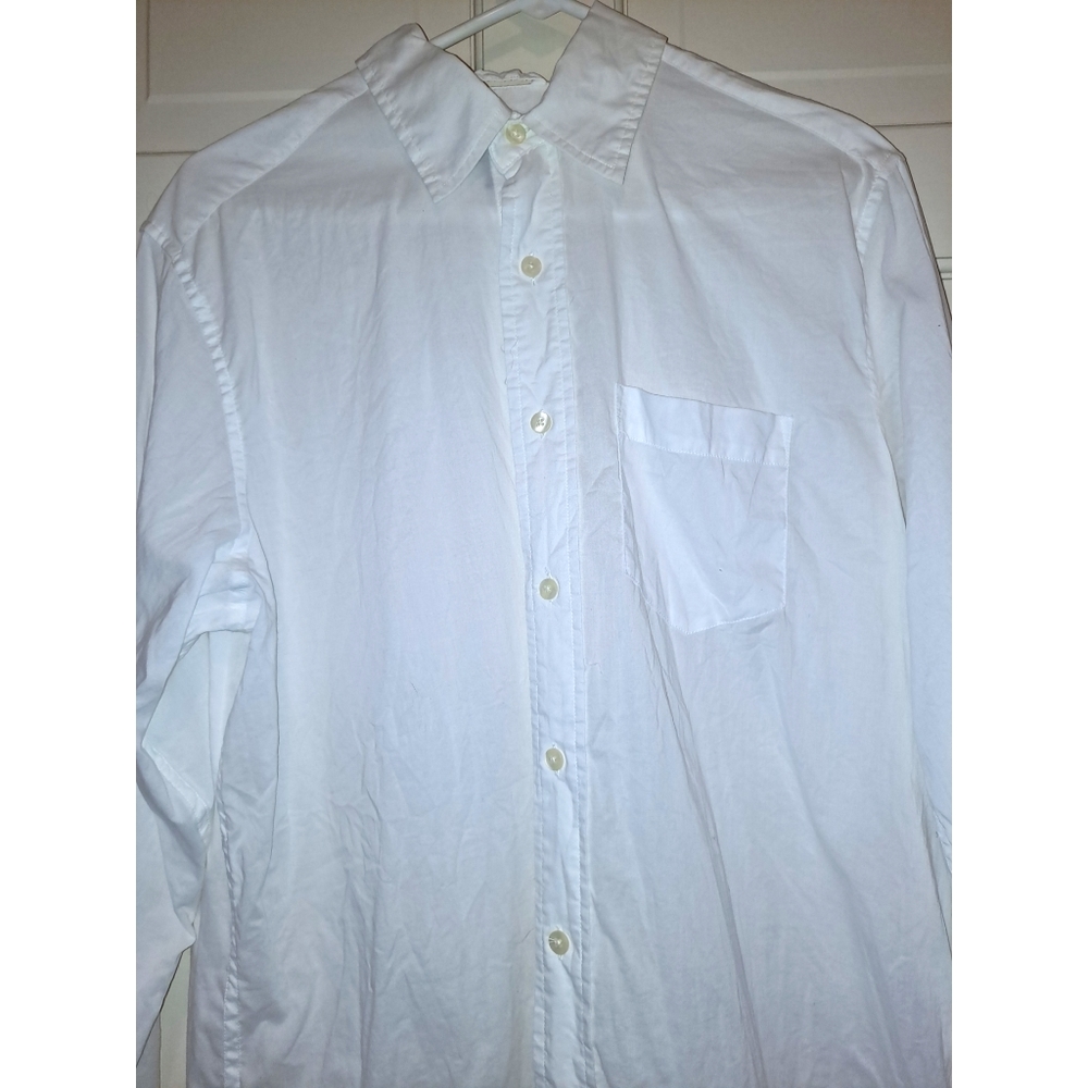GAP white collared long sleeve button up shirt classic fit size medium blouse - Picture 5 of 14